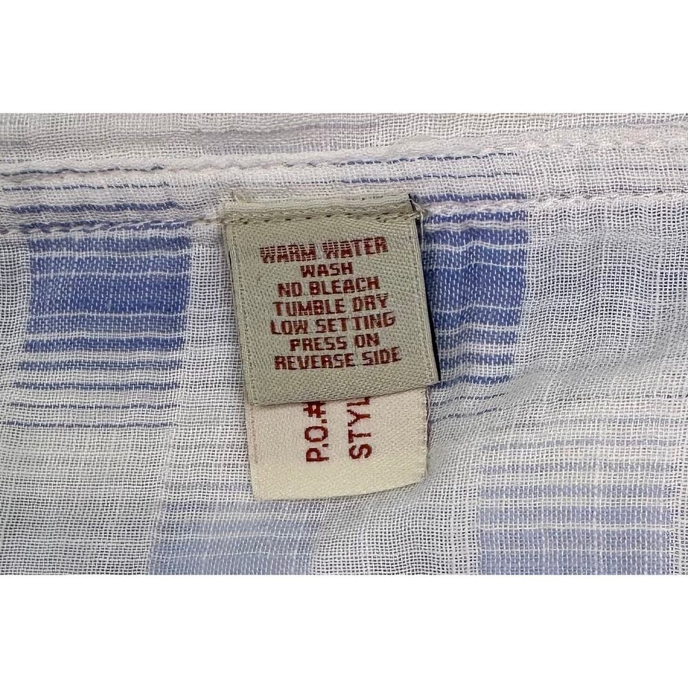 Carbon 2 Cobalt Blue White 100% Cotton Plaid Button Down Shirt Men’s Medium - Picture 8 of 8